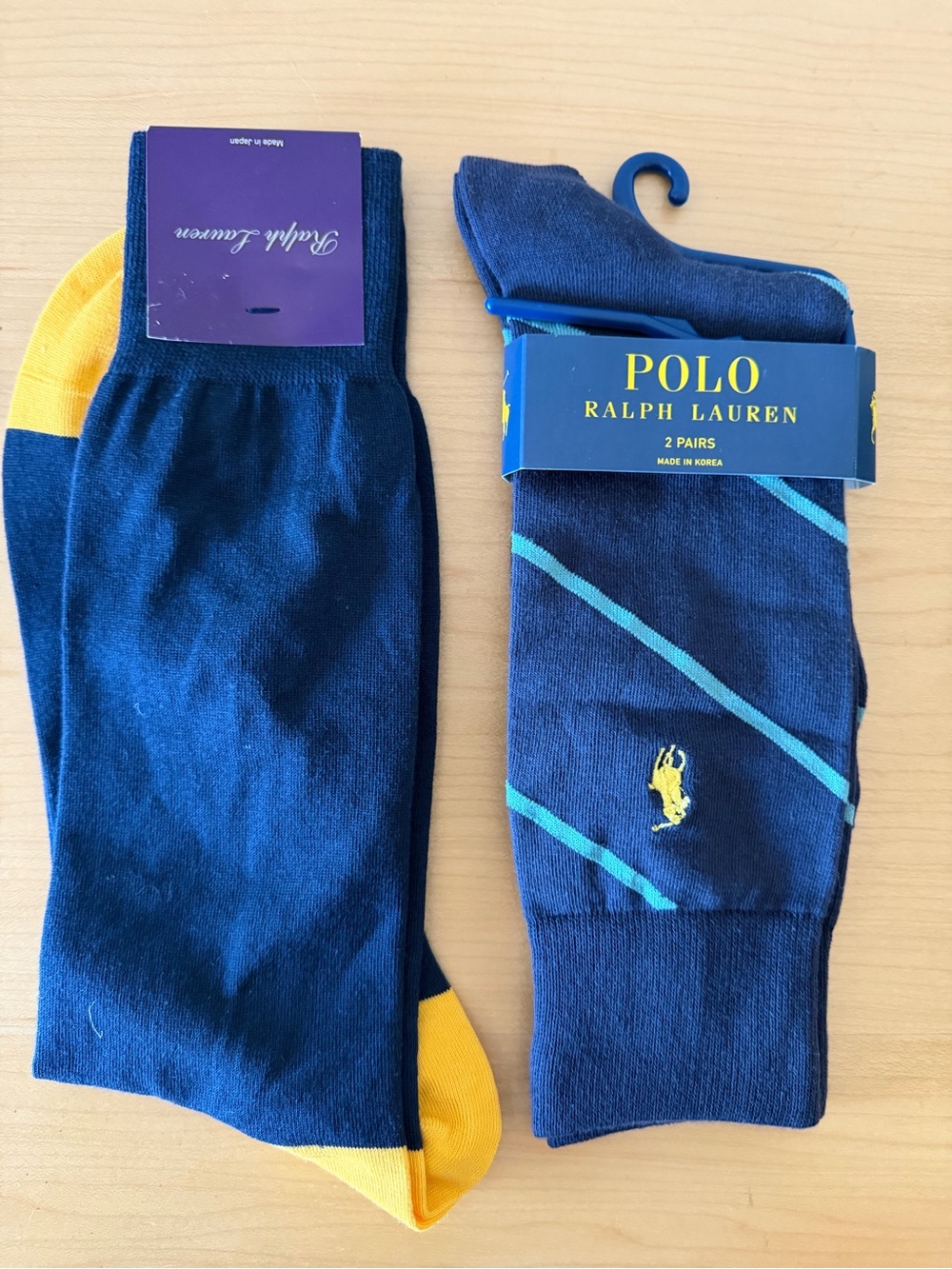 Ralph Lauren Purple Label Navy Socks with Extra Polo Ralph Lauren Pair Socks